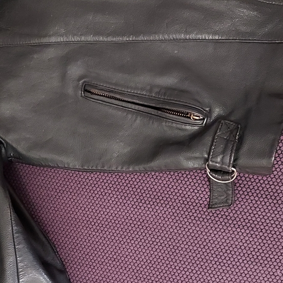 Mens black Thick Leather Motorcycle Jacket size 42 Byrnes & Baker - Picture 6 of 8